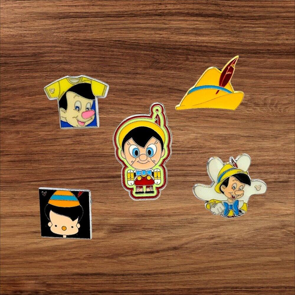 5 Pinocchio Disney Parks Trading Pins, Plus 2 Bonus Pins